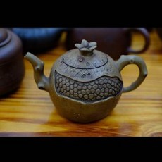 陶製茶壺, 早期原礦段泥花貨石榴壺宜興紫砂壺文玩古董收藏300cc1入 -, 1個, 300L