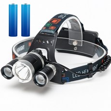 LED 3구 낚시 헤드랜턴 충전식 헤루질 등산용 안전모 헤드랜턴, 1개, 나이트 오닉스 블랙