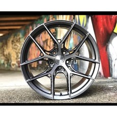 麗車坊 鋁圈 AG M580R 旋鍛 20吋 5孔112, 髮線灰車鈦灰透, 1個