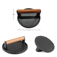 스테이크 누르개 돼지껍데기 오징어 철판구이 철판, 주철 원형, 1개, 1cm