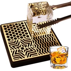 臺灣出貨 酒吧冰塊印花器 黃銅方冰燙花紋理印花板 威士忌洋酒調酒師網紅用具, 1個, B款 11*11CM