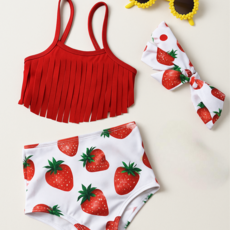 아기 돌 베이비 6개월 백일 딸기 수영복 비키니 헤어밴드세트 러블리