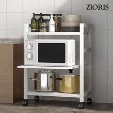 지오리스 수납완성 이동식 다용도 전자레인지 및 밥통 주방 수납장, 화이트