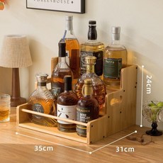 實木階梯式收納架 桌面展示架 酒瓶杯子置物架, 【原木色】三層35cm, 1個