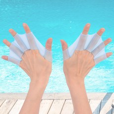 룸플리 수영 물갈퀴 장갑 물놀이 손가락 오리발 패들 2P 손핀 손지느러미 휴대용, L