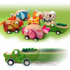 원목 동물 모형 우드 장난감 자동차경주 놀이 교구 바퀴 나무 원목 블록 인형 유아교구 장난감 블럭 우드 dew+60667HQ