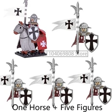 중세 병사 피규어 블록 울프 나이트 로마 황금 말 액세서리 소년 장난감 선물 N07, 05 GH0262GH0260