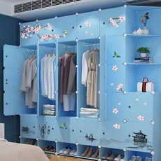 가팡 가벼운 인테리어 조립식 옷장 T, 블루