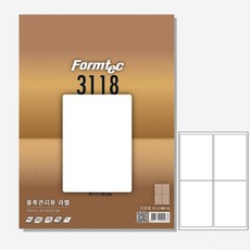 폼텍 물류 라벨프린트용지 A4 4칸라벨지 100장, 100개, 4칸