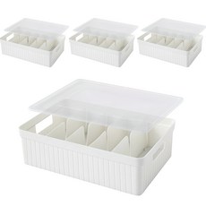 집이지 카니카니 양말 속옷 칸막이 정리함 세트, 화이트, 4개