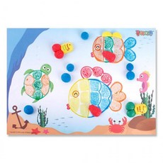 물고기 판화놀이 키트 5인용 옥수수 조립 만들기 물붙이 미술활동, 1개, 상세페이지 참조