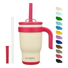 BJPKPK 루프 핸들 앤 스트로우 트래블 텀블러 887ml 스카이블루, 14 Ounces, Cream
