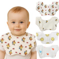 불로홈 요루 6중 거즈 롤링 아기 턱받이 4종 라운드형