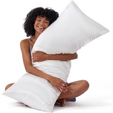 베수레 새틴 모발용 베개 케이스 - 지퍼 2팩이 있는 베이지 표준 사이즈 피부용 실크 케이스와 유사한 소프트 커버 선물 20x26인치, 03 - White - Zipper, Body (20" x 54"), 1