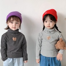 條紋兒童打底衫 可愛印花內搭衣
