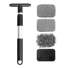 BESULEN 자동차 앞유리 청소 도구 확장 가능한 핸들 차량 창문 청소 키트 재사용 가능한 패드 3개 자동차 내부 및 외부 윈드스크린 클리너 SUV RV 트럭용 범용, Rectangle