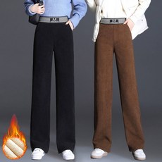 ORZQU 1+1 여성 겨울 코듀로이팬츠 방한 기모 바지 캐주얼 와이드 따뜻한 일자 여성바지