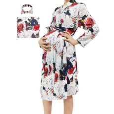 SUFEINI 임산부 로브 및 매칭 아기 포대기 담요 세트 유아용 담요가 있는 엄마 로브 여아 남아 잠옷 A32-그레이 140897