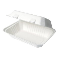 아이엠그리너 친환경 일회용 밀짚 펄프 일체형 배달 용기 화이트 850ml, 1개, 50개입