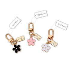 503하우스 1+1 플라워 지갑고리 USB고리 에어팟 키링, 블랙+핑크, 1세트