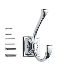 Khtumeware 빈티지 벽 후크 10팩 코트 후크 하드웨어 타월 후크 코트 걸기용 베네치아 브론즈 로브 후크 벽걸이 열쇠 타월 가방 컵용 나사 포함, 3, 광택 크롬