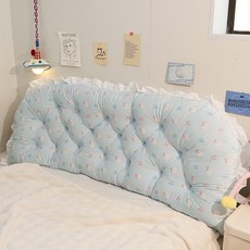公主風床頭軟靠墊 宿舍上下鋪學生防撞靠背, 碎花雲朵奶藍 高50cm*厚13cm ,長90cm 適閤1米寬宿捨床鋪