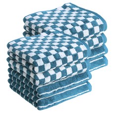 기라로쉬 체스 그리드 선염 뱀부 타올 180g, 블루체스+블루그리드, 8개