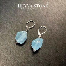아메트린 HEYYA 스톤 아쿠아 마린 후프 귀걸이 여성용 파인 주얼리 원석 클래식 스타일 925 실버