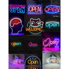 LED 영업중 네온사인 조명 식당 공급 오픈 전광판 컬러 전원 작은 간판, 9_옵션 9 40x22cm