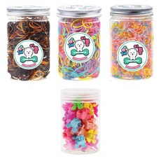 이쁨달다 RO5 개이쁨 4종세트 강아지 고무줄 핀 세트, B달달초코, 1개