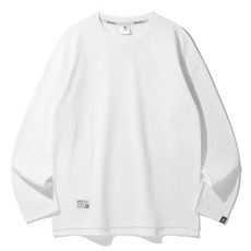 ALVINCLO 寬鬆素色雙面布長袖T恤 AVT363, 白色的