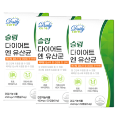 데일리큐어 다이어트 유산균 식약청인증 체지방 감소 프로바이오틱스, 3개, 120정