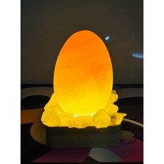 迷你小鹽燈 小金蛋 招財蛋 鹽燈搭配水晶 招財聚財 淨化磁場 led燈座 小 夜燈, 小金蛋搭黃水晶（招正財偏財）