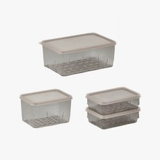 thx_Soyoon 冰箱專用密封保鮮盒組 灰色 4入 1300ml+600ml+300ml 2入, {“顏色”:“透明灰色”}