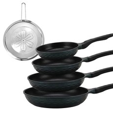 DAMDA 퀸센스 오뜨 IH 티타늄 후라이팬 세트, 1세트, 4종+덮개, 그린