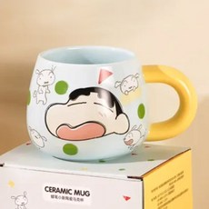 짱구 페이스 둥근 손잡이 머그 460ml, 1개, 손잡이 옐로우