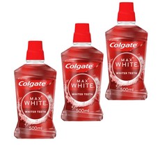 Colgate 高露潔 Max White 亮白漱口水 500ml，清新口氣，展現自信笑容, 3個, 500ml