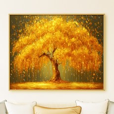 세잔느화실 인테리어 돈벼락 부자되는 황금나무 풍수 재복 금전운 돈벼락 재물가득 4종, 골드메탈액자, 02.황금폭류수