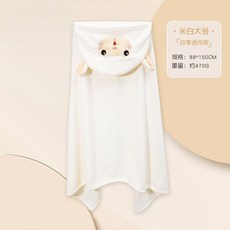 浴巾鬥篷帶帽洗澡可穿浴袍柔軟加厚強吸水秋冬不掉毛裹巾, 米色小白羊【大號適合6-10歲寶寶】, 1個