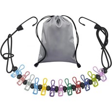 여행용 빨랫줄 접이식 휴대용 12개 클립 탄력 캠핑용 미끄럼 방지 비드 및 호텔 RV 보트 야외용 스테인리스 후크 1팩, 1 Pack