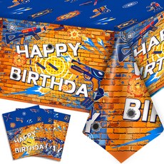 3개 세트 274cm x 137cm Nerf 다트 테마 생일 파티 테이블보 다트 테마 식탁보 다트 생일 파티 테이블보 다트 파티 장식 및 Nerf 테마 생일 파티 장식, 1개