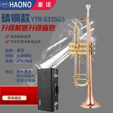 雅馬哈山葉鍵型豪諾小號YTR-2335s降B調，初學考級專業演奏樂器專用黃銅小喇叭, YTR-8335GS磷銅皮箱款, 1個