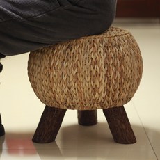 라탄 원형 스툴 나무다리 북유럽 인테리어의자 홈카페가구 감성소품 거실소품, B. 38cm 높이의 3개 다리 볼 스툴, B. 38cm 높이의 3개 다리 볼 스툴