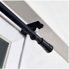 [굿즈팡팡] 못없이커튼봉 안뚫어고리 + 봉브라켓 + 모던 심플라인 커튼봉- 세트상품, 블랙(2개구성)+8자 커튼봉, 1세트