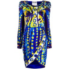 모스키노 스톤 장식 프린트 드레스