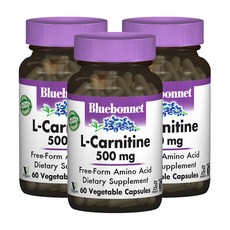 Bluebonnet 左旋肉鹼 500mg植物膠囊 無麩質, 60顆, 3罐