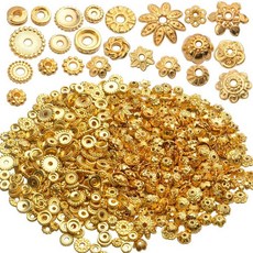 100g 혼합 금속 플라워 캡 엔드 티베트 실버 스페이서 루즈 비즈 - 팔찌 목걸이 제작용 주얼리 액세서리 브라이트 골드, 밝은 골드