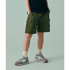 MUSINSA STANDARD KIDS 나일론 벨티드 밴딩 카고 쇼츠 [올리브 그린] 418452