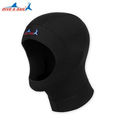 다이빙 후드 네오프렌 3mm 스킨스쿠버 잠수 모자, 블랙