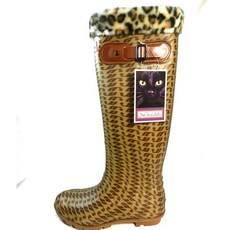 三和牌 豹紋長筒防水雨靴